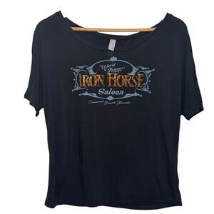 Iron Horse Saloon Bling Crystal Stud Biker  Open Back Large Short Sleeve Shirt